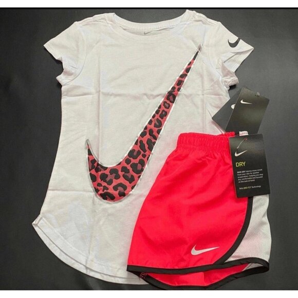 NWT Nike Leopard Print Athletic Set Girls Size 6 - Picture 1 of 3